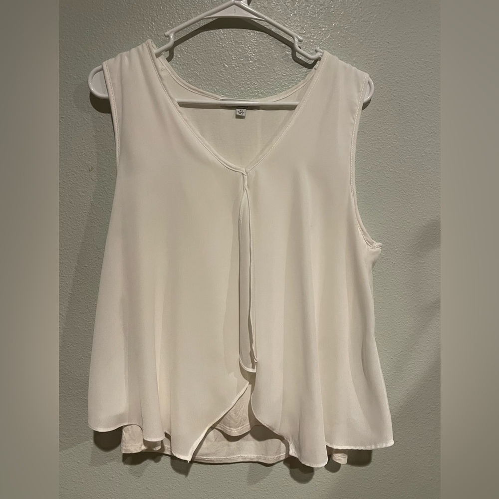 Green Envelope Cream V-Neck Blouse